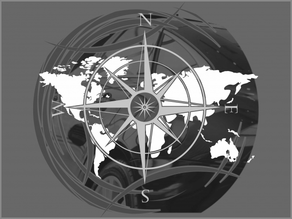 Weltkarte mit Kompass